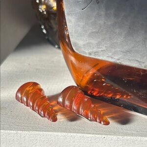 Vintage Swirled Root Beer Amber Bakelite Cone Dress & Fur Clips